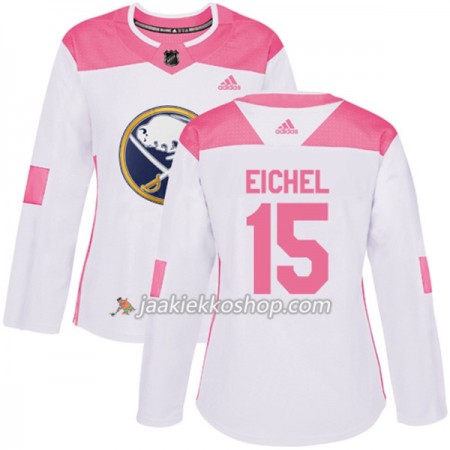 Nainen NHL Buffalo Sabres Pelipaita Jack Eichel 15 Adidas 2017-2018 Valkoinen Vaaleanpunainen Fashion Authentic